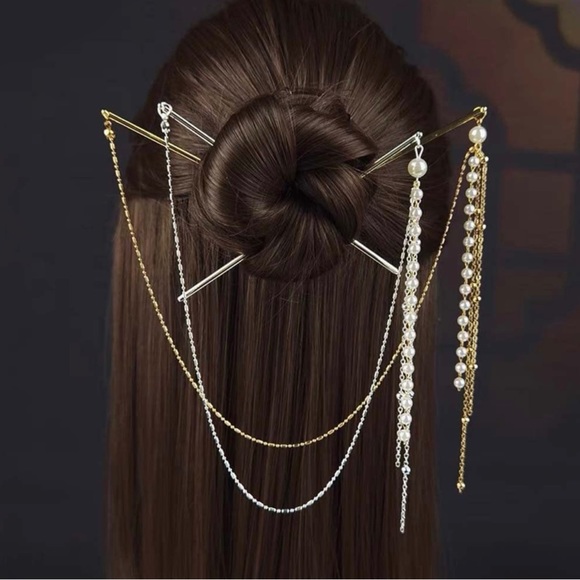 pagow Accessories - Chain hair fork, pearl